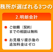 2.明朗会計 ご依頼（契約）までの相談は無料。見積り提示後の追加料金はゼロ。